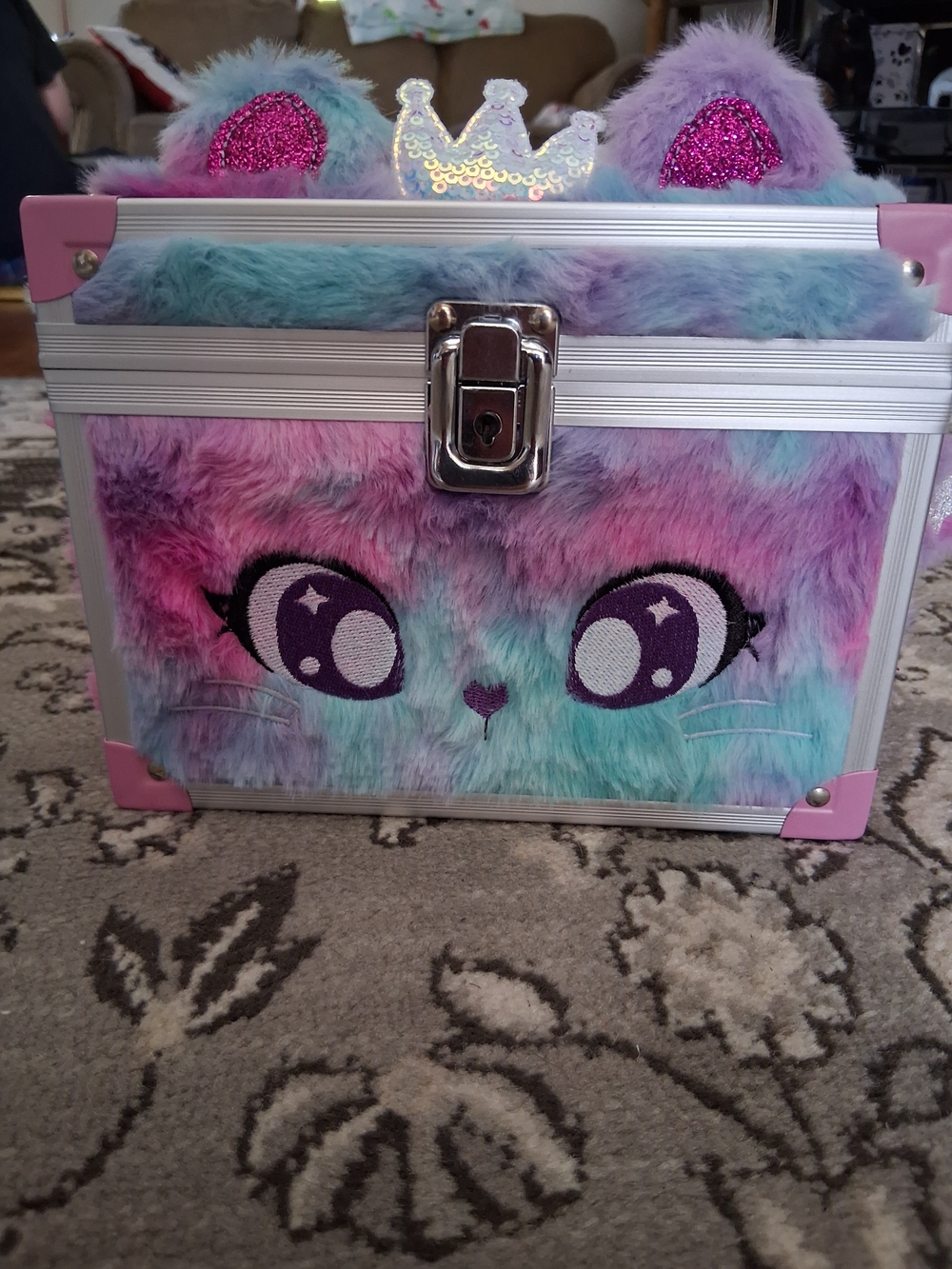 Plush Pastel Unicorn Storage Case with Crown Detail